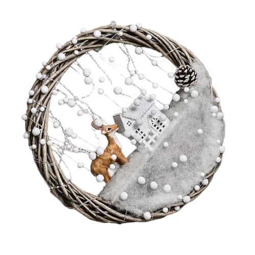YBNKKUXKN Weihnachtskranz, Türkranz, Dekoration for drinnen und draußen, Weihnachtskranz, Rentierkranz, praktisches Ornament, verleiht Festival-Charme(Color3) von YBNKKUXKN
