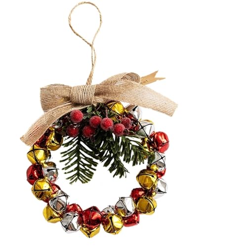 YBNKKUXKN Weihnachtskranz-Dekorationen mit Glocken, Festliche Weihnachtsdekorationen, Türkranz for drinnen oder draußen, for Zuhause, Fenster(Geel) von YBNKKUXKN