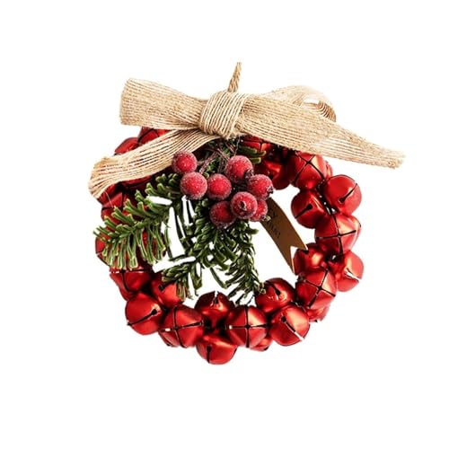 YBNKKUXKN Weihnachtskranz-Dekorationen mit Glocken, Festliche Weihnachtsdekorationen, Türkranz for drinnen oder draußen, for Zuhause, Fenster(Rosso) von YBNKKUXKN