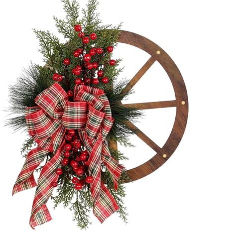 YBNKKUXKN Weihnachtskranz aus Holz for die Tür mit Schleife, Tannennadeln, Rad, Weihnachtsgirlande, Ornamente for Feste und Partys zu Hause YBNKKUXKN Weihnachtskranz aus Holz for die Tür mit Schleife, Tannennadeln, Rad, Weihnachtsgirlande, Ornamente for Feste und Partys zu Hause von YBNKKUXKN