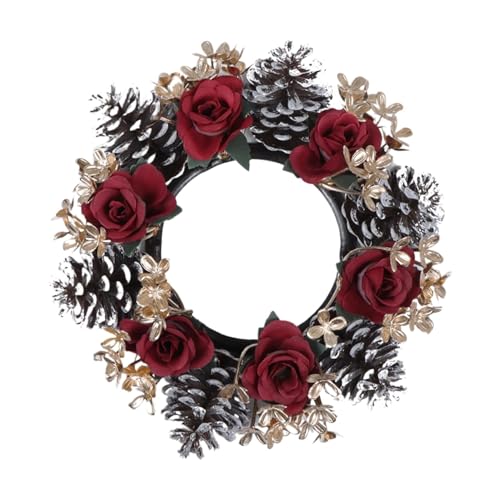 YBNKKUXKN Weihnachtskranz for die Haustür, for Zuhause, drinnen und draußen, Wand, Fenster, Veranda, Bauernhaus, Winterdekoration, Rosenring von YBNKKUXKN