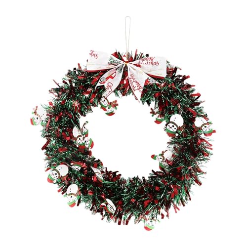 YBNKKUXKN Weihnachtskranz mit Haken, Weihnachtskranz, dekoratives Weihnachts-Hängeornament, künstlicher Türkranz mit Schleife(B) von YBNKKUXKN