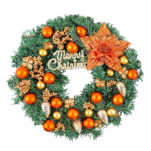 YBNKKUXKN Weihnachtstürkranz, Weihnachtskugelkranz, bunt, PVC, Wandbehang, Weihnachtskränze, Dekoration for Tür, Fenster, Kamin(Color2) von YBNKKUXKN