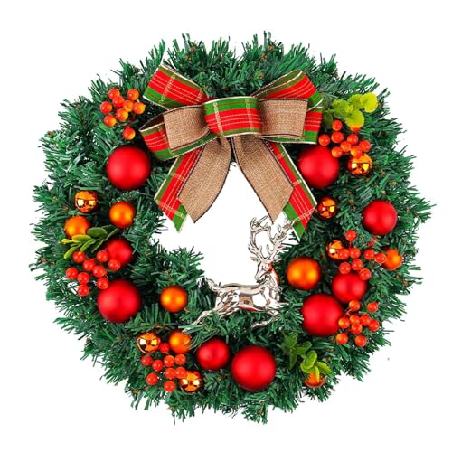 YBNKKUXKN Weihnachtstürkranz, Weihnachtskugelkranz, bunt, PVC, Wandbehang, Weihnachtskränze, Dekoration for Tür, Fenster, Kamin(Color3) von YBNKKUXKN