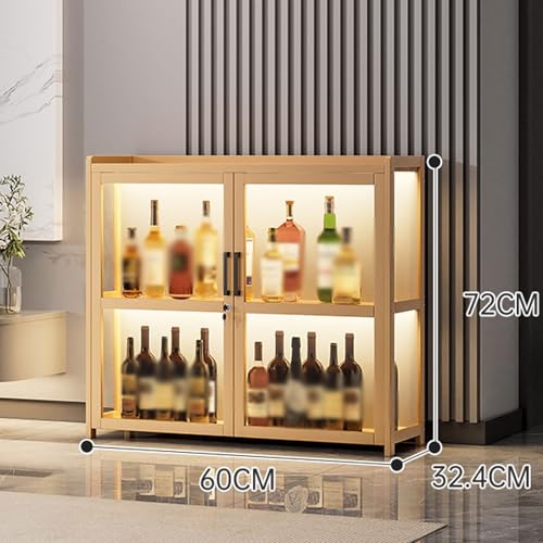 YBNKKUXKN Weinregal Weinregal mit Schloss, mehrschichtiger Weinschrank, Lagerschrank mit integrierter Lichtleiste for die Bar im Restaurant zu Hause, Weinregale(Blanc,Three-Layer) von YBNKKUXKN