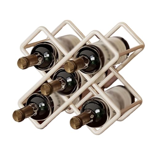 YBNKKUXKN Weinregal Weinregal mit geometrischem Design, freistehendes Lagerregal aus Metall for die Arbeitsplatte, stanzfreies Präsentationsregal for Bar, Zuhause, Pub, Restaurant Weinregale(Blanc) von YBNKKUXKN