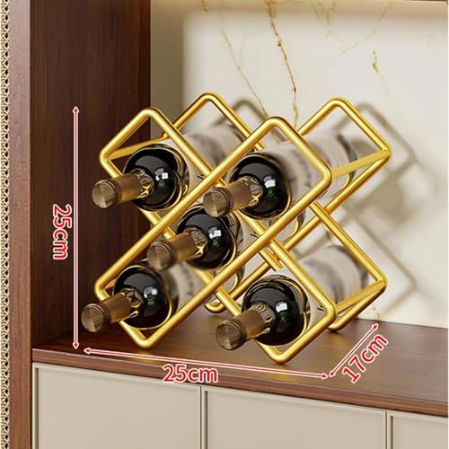 YBNKKUXKN Weinregal Weinregal mit geometrischem Design, freistehendes Lagerregal aus Metall for die Arbeitsplatte, stanzfreies Präsentationsregal for Bar, Zuhause, Pub, Restaurant Weinregale(Gold) von YBNKKUXKN