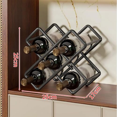 YBNKKUXKN Weinregal Weinregal mit geometrischem Design, freistehendes Lagerregal aus Metall for die Arbeitsplatte, stanzfreies Präsentationsregal for Bar, Zuhause, Pub, Restaurant Weinregale(Svart) von YBNKKUXKN