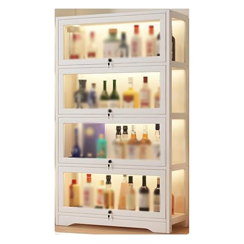 YBNKKUXKN Weinregal Weinregal mit unabhängiger Kapazität, Weinschrank mit Tür, Glasvitrine, mehrschichtiges Regal Weinregale(Key,4 Floors) von YBNKKUXKN