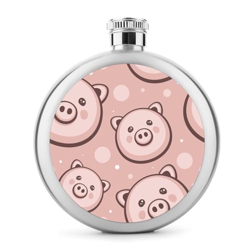 Edelstahl Flachmann Niedliches Schwein Whiskeyflasche Schnapsflasche Hip Flask Für Whiskey Rum Wodka 9x9cm von YBQLNP