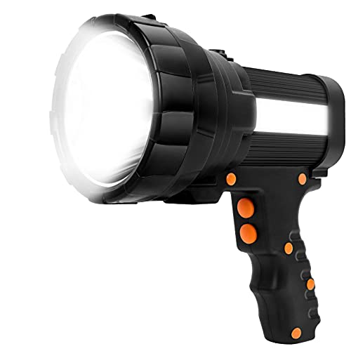 YBQZ LED Handscheinwerfer,Wiederaufladbar Taschenlampe 6500K 9600mAh Akku Handlampe mit USB Aufladbar Camping Laterne 6Modi IPX4 Wasserdicht Suchscheinwerfer Tragbare Notfallleuchte für Outdoor von YBQZ