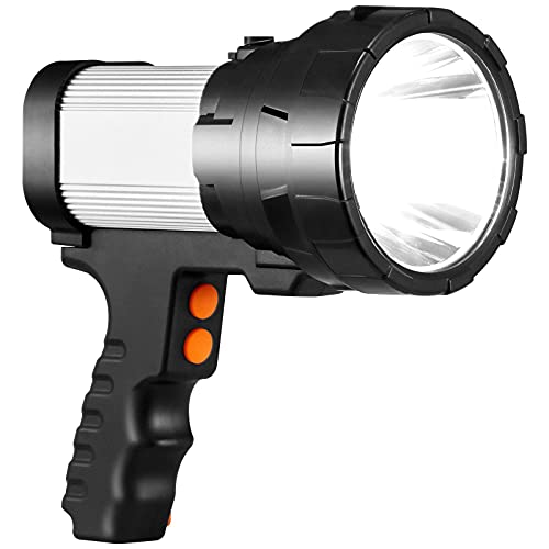 YBQZ LED Taschenlampe Wiederaufladbar,Handscheinwerfer 6500K Super hell Strahler Handlampe USB Aufladbar Akku Notfallleuchte 6Modi IPX4 Wasserdicht Suchscheinwerfer für Camping Wandern Abenteuer von YBQZ