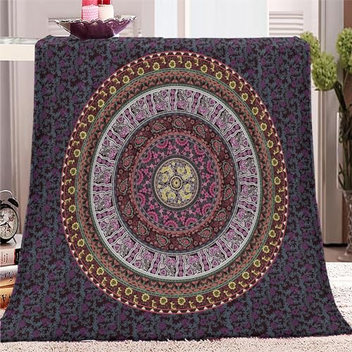 Wohndecken Kuscheldecken 180x200 cm Mandala-Kranzmuster Fleecedecke Super Soft Weiche Warm Flauschige Decke Mikrofaserdecke Sofadecke oder Bettüberwurf Tagesdecke von YBRAVO