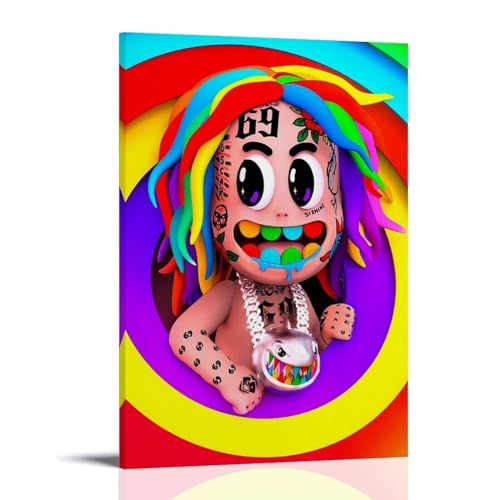 YBRAVO 6ix9ine Cartoon Poster Dekorative Malerei Leinwand Wandkunst Wohnzimmer Poster Schlafzimmer Malerei,Wandkunst Bilddruck Moderne Familienzimmer Dekor 08x12inch(20x30cm) von YBRAVO