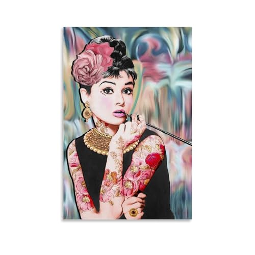 YBRAVO Audrey Hepburn Poster Dekorative Malerei Leinwand Wandkunst Wohnzimmer Poster Schlafzimmer Malerei,Wandkunst Bilddruck Moderne Familienzimmer Dekor 20x30inch(50x75cm) von YBRAVO