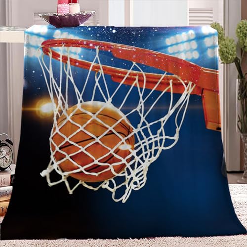 YBRAVO Fleecedecke 150x200 cm Basketball Kuscheldecke Flauschig Decke Flanell Fleecedecke Sofadecke Weich Deckeldecke Wohndecke für Bett Sofa Zimmer deko von YBRAVO