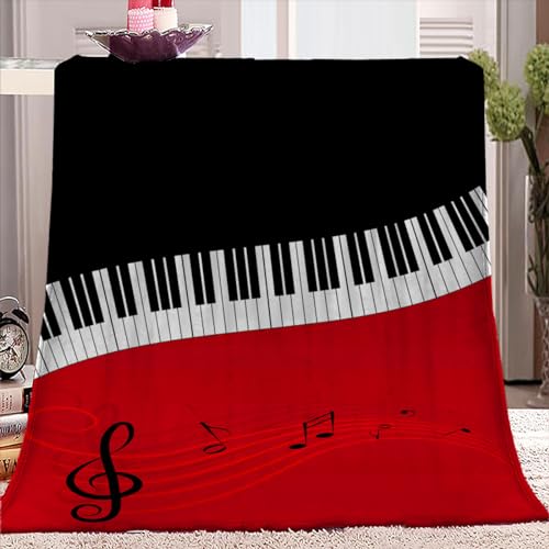 YBRAVO Fleecedecke 150x200 cm Musik- und Klaviermuster Kuscheldecke Flauschig Decke Flanell Fleecedecke Sofadecke Weich Deckeldecke Wohndecke für Bett Sofa Zimmer deko von YBRAVO