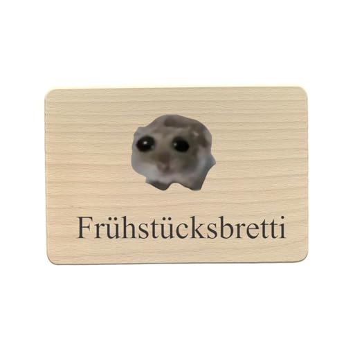 Frühstücksbretti Berühmter Hamster Frühstücksbrettchen Holz Spülmaschinenfest 25x15cm - Sad Hamster Meme - Bringt Alle Zum Lachen (Hamsti Emoji) (Hamsti) von YBWZH