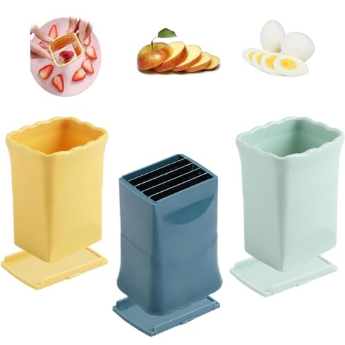 3 Stück Tassenschneider, Tasse Obstschneider – Tasse Slicer Handheld – Bananenschneider Obst Cutter, Multifunktions-Küchenschneider für Bananen Erdbeeren Eier von YBYMCJ
