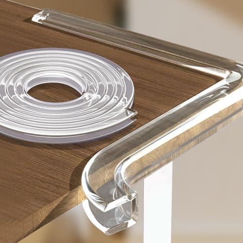 YCBTPS 5m Transparenter U-Form Kantenschutz, Kantenschutzstreifen Für Glastische, Dichtungsstreifen 0.5-26mm Gummi Kantenschutzprofil, Einfache Montage(0.5-1mm) von YCBTPS