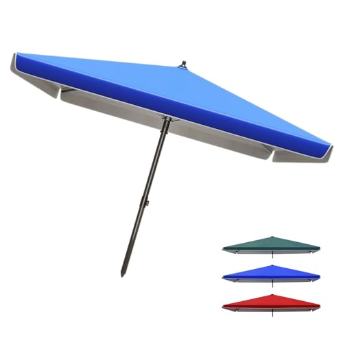YCBTPS Rechteckiger Sonnenschirm Mit Schutzhülle, Den Außenbereich Marktschirm Höhenverstellbar, Sommer Schirm Für Sonnenschutz Balkon(Blue,1.8x2.2m(6x7.2ft)) von YCBTPS