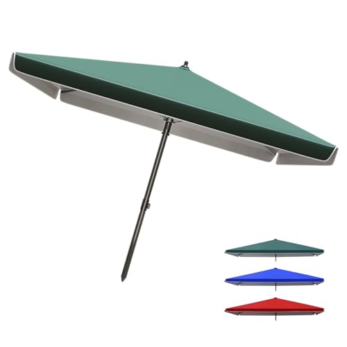 YCBTPS Rechteckiger Sonnenschirm Mit Schutzhülle, Den Außenbereich Marktschirm Höhenverstellbar, Sommer Schirm Für Sonnenschutz Balkon(Green,2.2x2.8m(7.2x9.2ft)) von YCBTPS