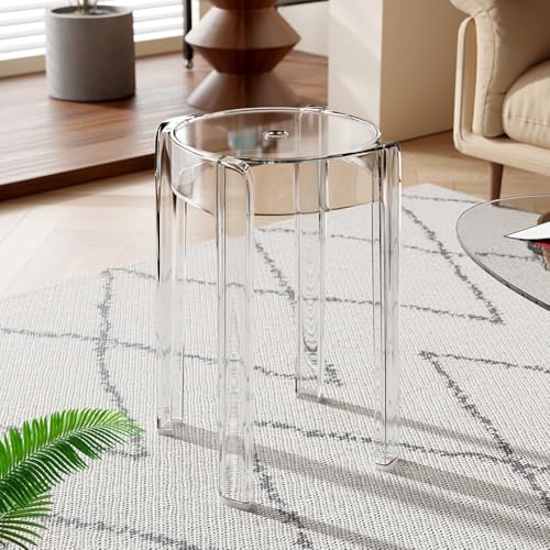 YCBTPS Transparent Stapelbar Hocker, Acryl EsszimmerHocker, Moderne Barhocker, 45cm/18zoll Hoher Hocker, Frühstücks Hocker Mit Bodengleiter, Für Küchen, Balkon(Clear,1Pack) von YCBTPS