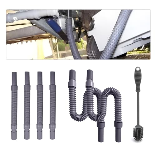 Abwasserschlauch Wohnmobil Set, Wasserschlauch Abwassertank für Van/Wohnmobil/Wohnwagen, 0.8 Meter Verlängerbares und Zusammenschiebbares mit Reinigungsbürst von YCBTREE
