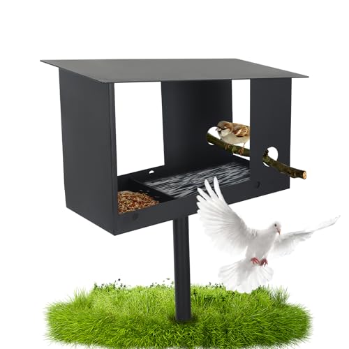Vogelhaus mit Ständer Wetterfest,Vogelhaus Groß Schwerlast Vogelfutterstation Metall Futterhaus für Vögel mit Mit Futterschale Abnehmbarer Ständer Robustes Vogelhäuschen Futterhaus für Draußen Vogelhaus mit Ständer Wetterfest,Vogelhaus Groß Schwerlast Vogelfutterstation Metall Futterhaus für Vögel mit Mit Futterschale Abnehmbarer Ständer Robustes Vogelhäuschen Futterhaus für Draußen von YCBTREE