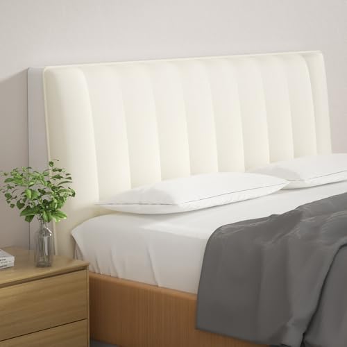 YCBTREE Bett Kopfteil Bezug, Bettkopfteil Hussen, Bettkopfabdeckung Verdicken Gesteppt, Rückenschutz All-Inclusive Slipcover, Dehnbar, Waschbar, Abnehmbar, für Schlafzimmer (Beige, Innerhalb 150cm) von YCBTREE