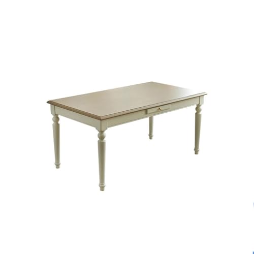 Esstisch Moderne Esstisch Tab Aus Massivholz In Weißem Stil Für Haushalt, Restaurant, Mittelalterlicher Stil, Rechteckige Moderne Esstisch Tab Mit Schubladen Wohnzimmertisch(B:150CM*90CM*76CM) von YCCHAH