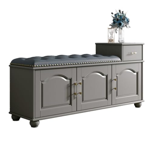 Fußbank Holzschuh Ersatzhocker Schuhschrank Heimtür Tragen Eimer Schuhschrank Sitzhocker Integrierte Bank Eingangsbank(A,S 100cm) von YCCHAH