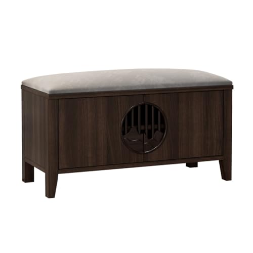 Fußhocker, Schuhwechselhocker, Schuhtür, Schuhschrank, Holz, kann sitzen, weiches Kissen, Eingangstür, einfache Eingangstür, Schuhschrank, Eingangsbank (A,L 80 cm) von YCCHAH