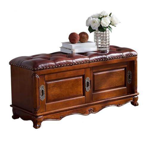 Fußhocker, multifunktionaler Aufbewahrungsschrank für Haustür, weicher Kissensitz, Schuhschrank, Hocker zum Wechseln von nordischen Holzschuhen, Eingangsbank (A,S 80 cm) von YCCHAH