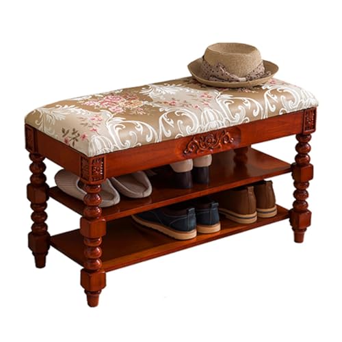 Fußhocker, nordischer Holzstoff, Schuhwechselhocker, Schuhschrank, Aufbewahrungshocker, Schuhregal, Eingangstür, Testschuhhocker, Eingangsbank (A,S 80 cm) von YCCHAH