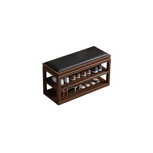 Fußhocker Holz Schuhbank Schuhschrank Haushalt Schuhbank Doppelschicht leichte Luxus Schuhbank Eingangsbank(80 * 35 * 45cm) von YCCHAH