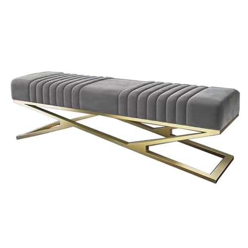 Fußhocker Leichter Luxus Schuhwechselhocker Zu Hause kann am Ende des Betthockers sitzen Probieren Sie Schuhe Kleiderschrank Lange Sofa Hocker Eingangsbank(A,S 80cm) von YCCHAH