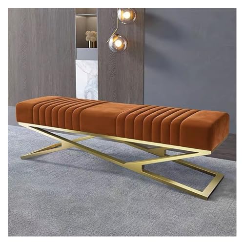 Fußhocker Leichter Luxus Schuhwechselhocker Zu Hause kann am Ende des Betthockers sitzen Probieren Sie Schuhe Kleiderschrank Lange Sofa Hocker Eingangsbank(B,S 80cm) von YCCHAH