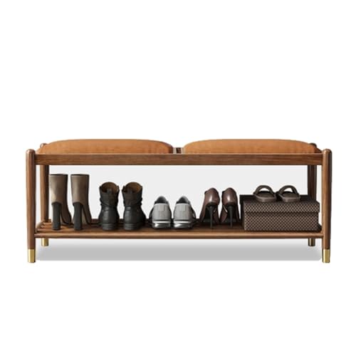 Fußhocker Schuhwechselhocker Holz Eingangstür Eingangstür Veranda Haus kann mit Kissen sitzen Schuhregal Integrierter Aufbewahrungshocker Eingangsbank(B 109.5cm) von YCCHAH
