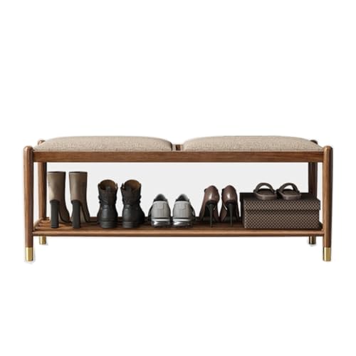 Fußhocker Schuhwechselhocker Holz Eingangstür Eingangstür Veranda Zu Hause Sitzbar mit Kissen Schuhregal Integrierter Aufbewahrungshocker Eingangsbank(A 109.5cm) von YCCHAH