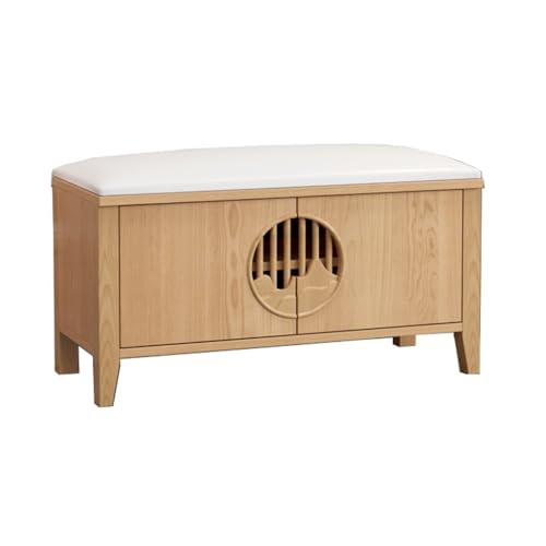 Fußhocker Schuhwechselhocker Startseite Tür Schuhschrank Holz Kann Sitzen Weiches Kissen Kissen Einstieg Einfache Zugangstür Tragen Schuhschrank Eingangsbank(B,L 80cm) von YCCHAH