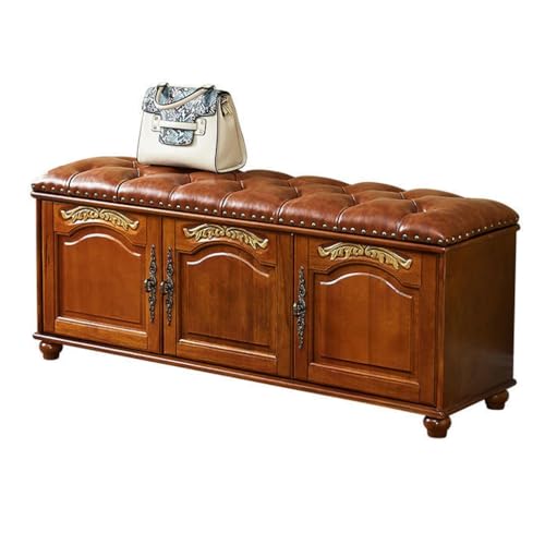 Fußhocker aus Holz, Schuhwechselhocker, Türwechsel-Schuhschrank, kann sitzen, multifunktionaler Hocker, mehrschichtiger Schuhschrank, Eingangsbank (A,S 100 cm) von YCCHAH