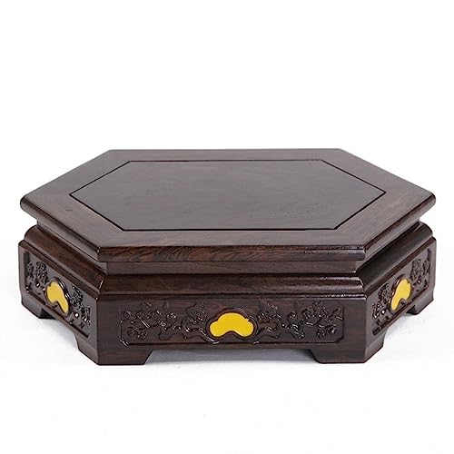 YCCHAH Bonsai-Ständer Basis für Teekanne Sechseckige Massivholz Vase Teekanne Buddha Statue Display Dekoration für Home Office Basis für Bonsai Holzvase Basis (B) von YCCHAH
