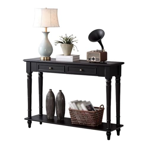 YCCHAH Eingangsmöbel, Veranda-Schrank, Eingang, Retro, Veranda-Tisch aus Massivholz, Schwarz, klassische Wohnzimmermöbel (B: 140 cm x 35 cm x 80 cm) von YCCHAH