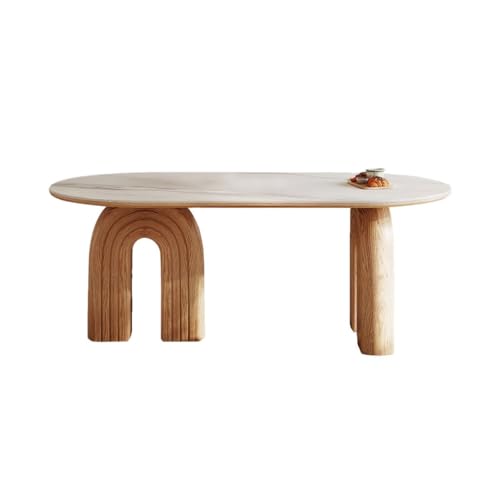 YCCHAH Esszimmertisch Haushalt Oval Verdickte Felsplatte Esstisch Einfache Massivholz Log High-End-Esstisch Wohnzimmertisch von YCCHAH