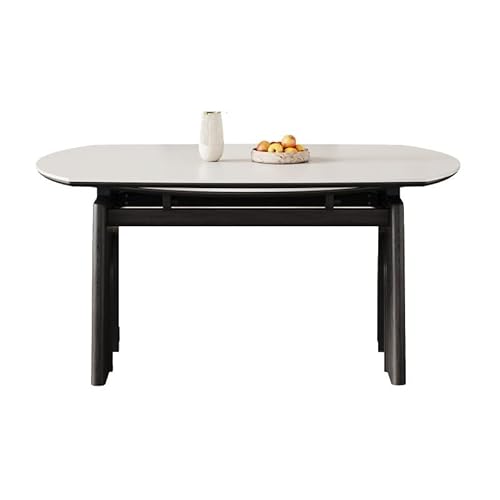 YCCHAH Esszimmertisch Massivholz Esche Esstisch Kleiner Haushalt Retro Faltbare Steinplatte Wohnzimmertisch (1,5 m) von YCCHAH