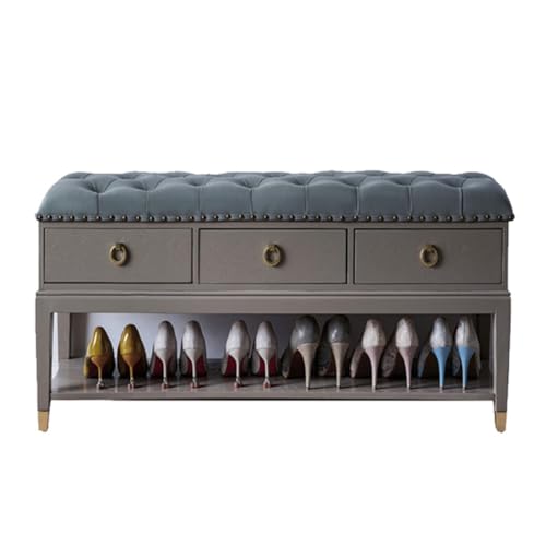 YCCHAH Fußhocker Simple Home Light Luxus Schuhwechselhocker Massivholz Schuhschrank Haustür Tragen Schuhhocker Schuhregal Hocker Eingangsbank von YCCHAH