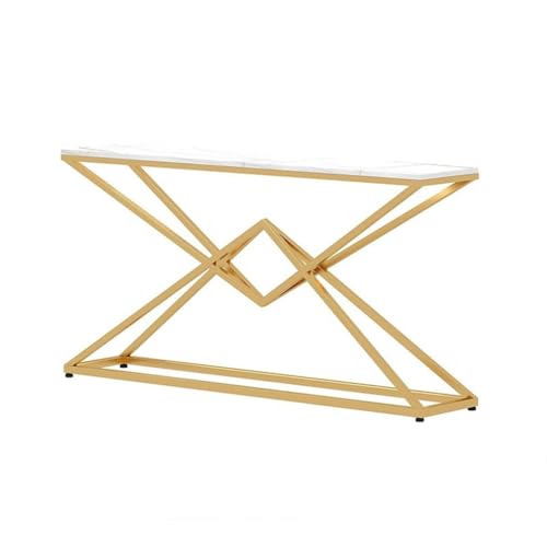 YCCHAH Konsolenmöbel aus nordischem Schmiedeeisen mit Steinplatte, einfacher Eingangstisch Möbel für Wohnzimmer (B:120CM*30CM*80CM) von YCCHAH