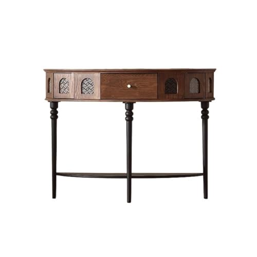 YCCHAH Konsolentisch aus Massivholz, Retro, halbrund, Aufbewahrungsschrank, für Eingang, Wohnzimmermöbel von YCCHAH