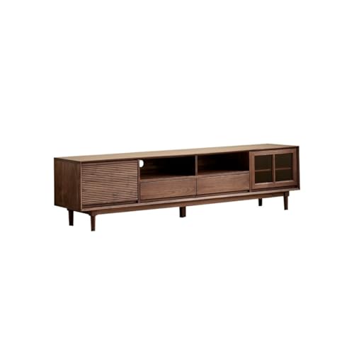 YCCHAH Moderne TV-Ständer 200x40x50cm Walnuss Home Wohnzimmer Entertainment Center, einfacher Massivholz-Aufbewahrungstisch, Aufbewahrungsmöbel TV-Schrank Fürs Wohnzimmer von YCCHAH